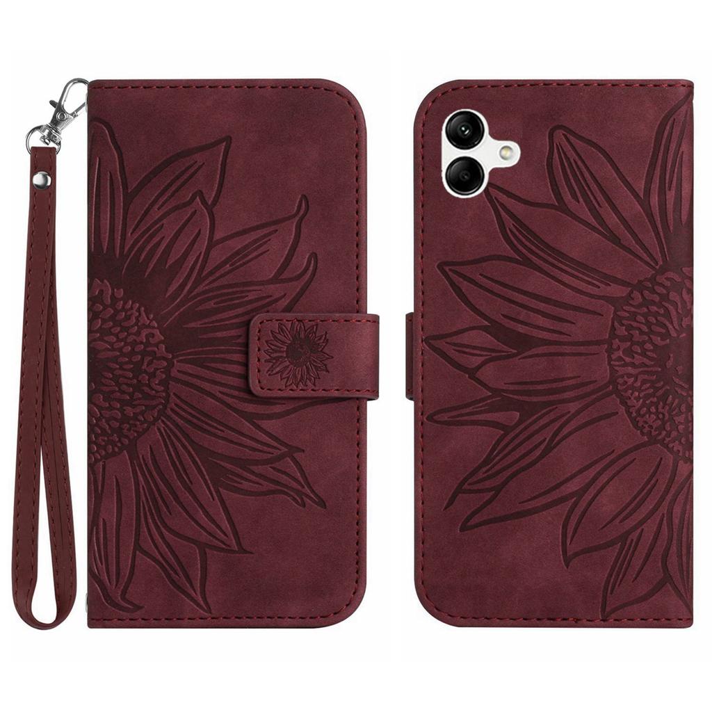 HT04 For Samsung Galaxy A06 4G Case Sunflower Leather Wallet Phone Cover with Wrist Strap