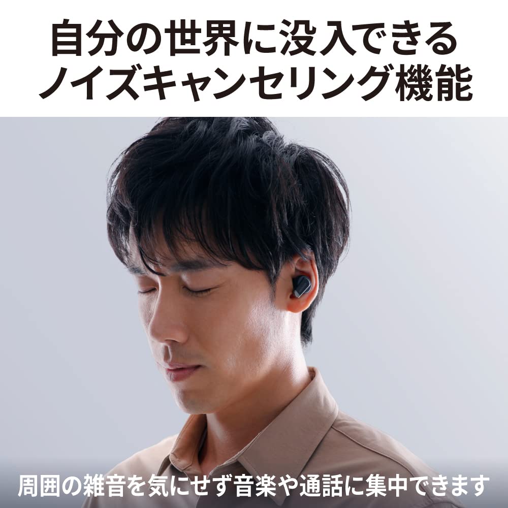 JVC KENWOOD Wireless Earphones Bluetooth Noise Canceling Black Up to 21h Playback Outside Sound Capture Low Latency Sticker Included KH-BIZ70T-BA