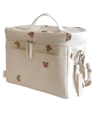[LIMSE] [totto & cot] Wickeltasche mit Kühlfunktion, Kinderwagen-kompatibel, 3-Wege-Tragbar, Am Kinderwagen befestigbar, Kühltasche, Umhängetasche, Niedlicher Bären-Aufdruck