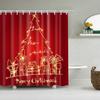Christmas Shower Curtain Cartoon Santa Claus Snowman Bath Curtains Bathroom For Bathtub Bathing Cover Shower Curtains 12 Hooks