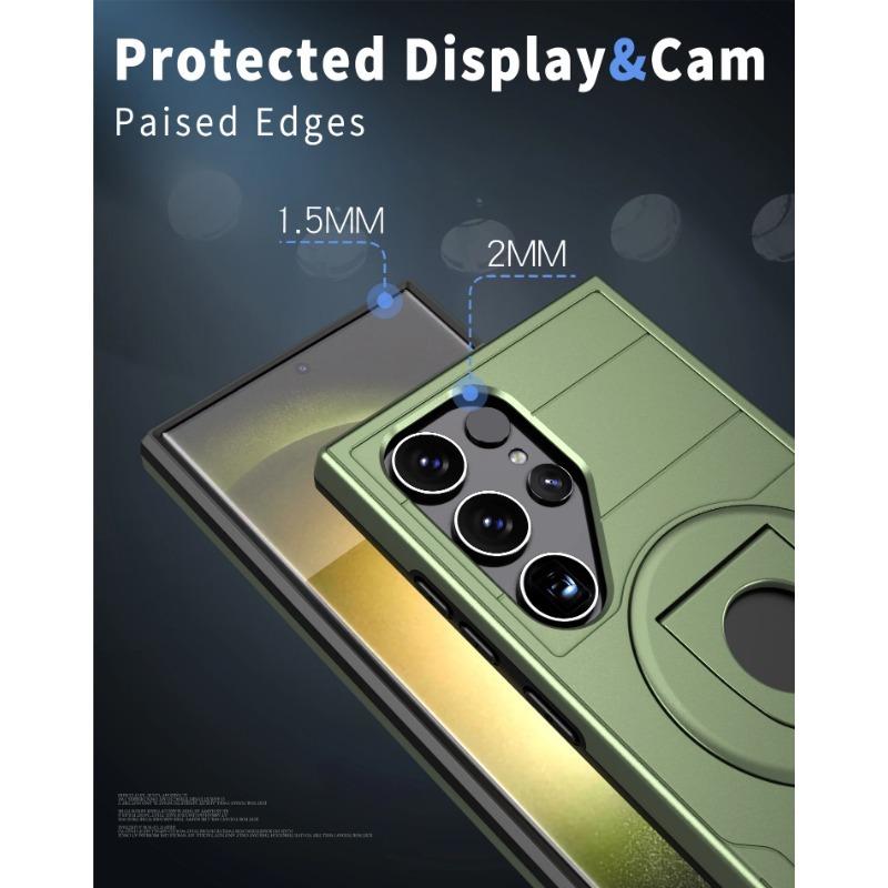 Heavy-duty Armored 2-in-1 Fall-proof Case for Samsung Galaxy S25 Ultra S24 FE S25 S24 Plus Magnetic Ring Stand Phone Case
