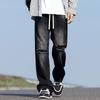 Spring and Autumn Ripped Waist Belt Straight Jeans Men's Trendy Brand Retro Old Loose American Casual Denim Pants