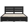 Bed Frame in Black Oak Look 180 x 200 cm Engineered Wood