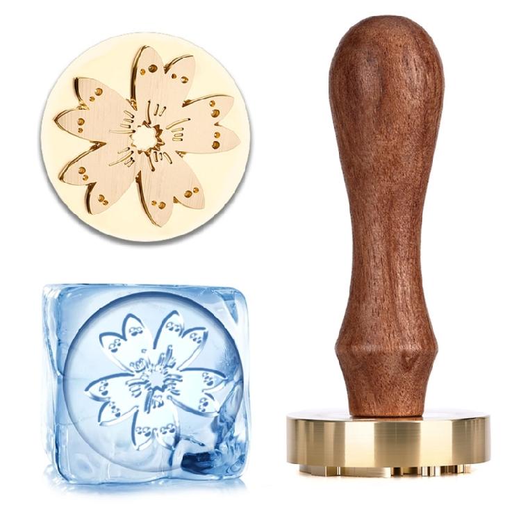 Estampador de Hielo con Mango de Madera Herramienta para Estampar Hielo Para Cócteles Postres de Chocolate Decoración de Cocina