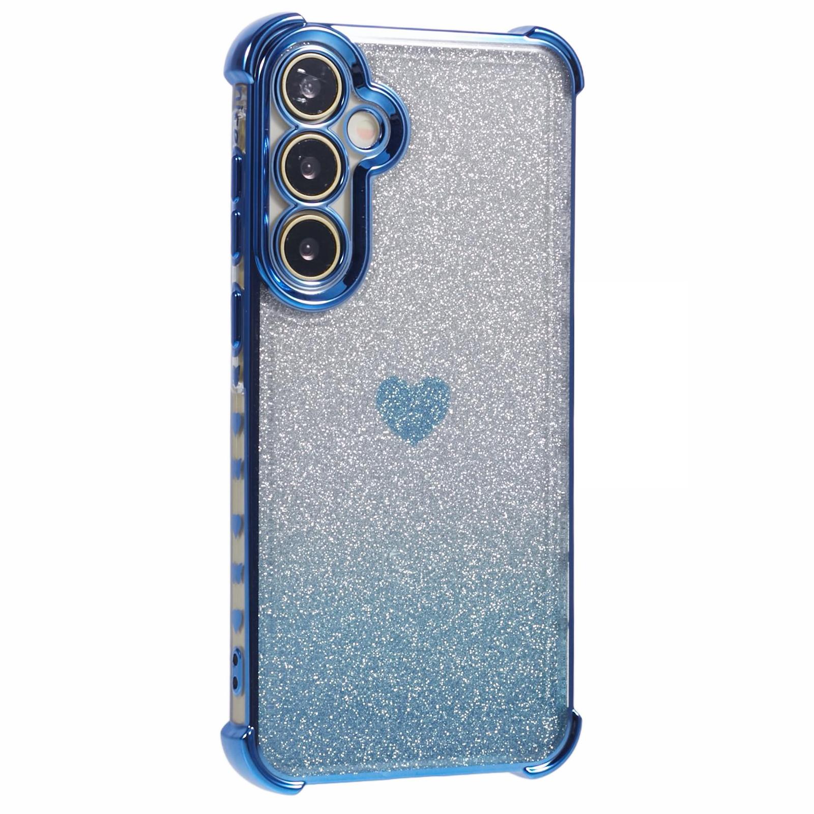 

Чохол для телефону Samsung Galaxy A55 5G Градієнтний Блискучий Серце Гальванічне покриття TPU Задня кришка Blue