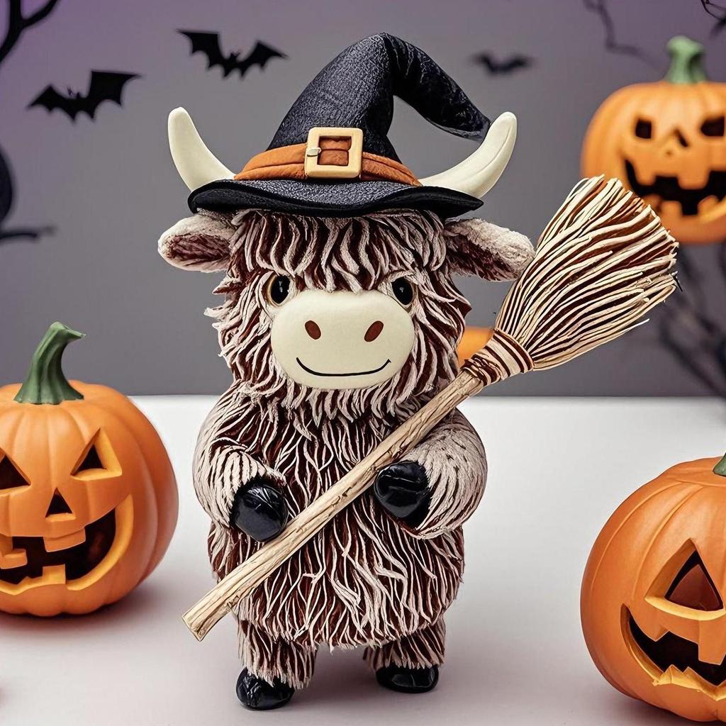 Cow Statue Desktop Sculpture Collectibles Ornament Halloween Decor for Indoor