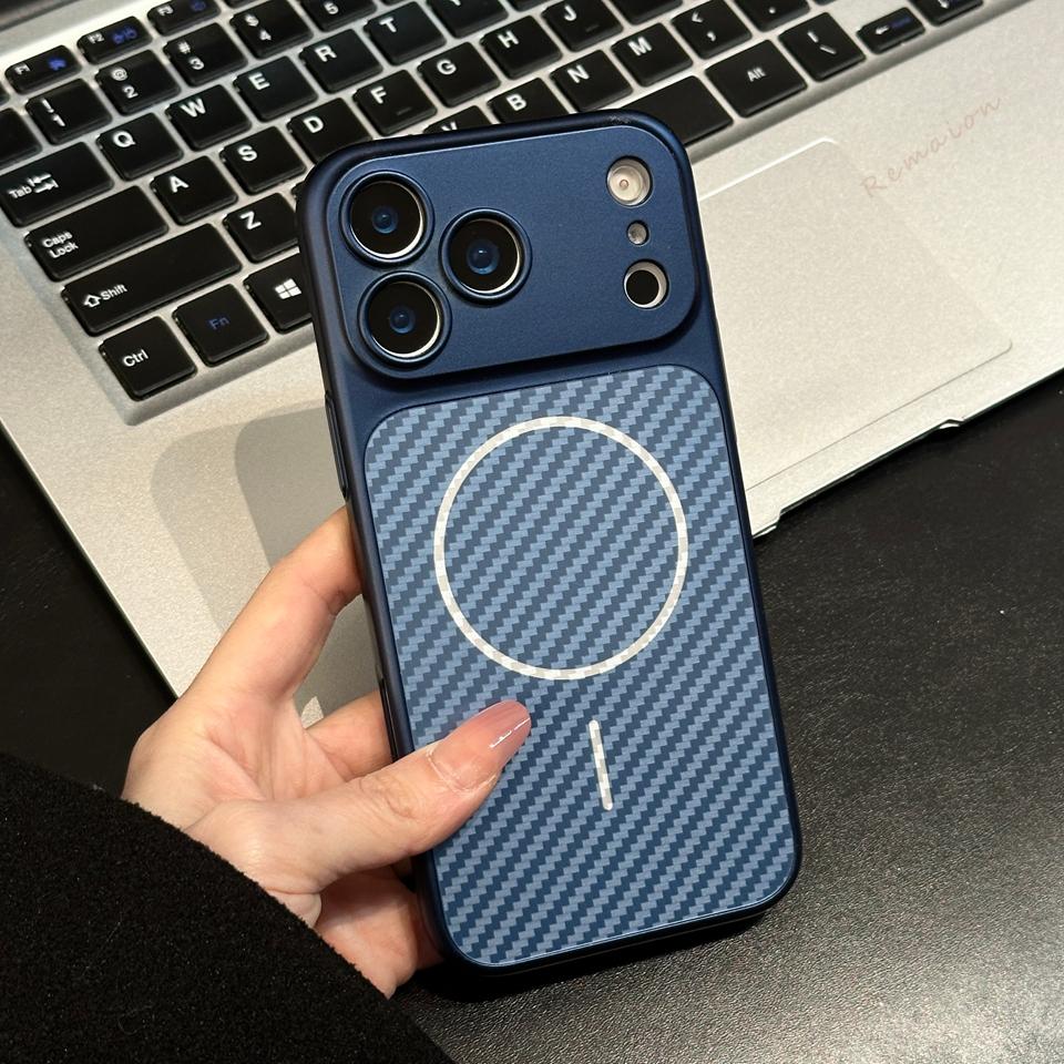

Official Carbon Fiber Magnetic Phone Case For iPhone 17 15 14 13 16 17 Pro Max Plus Magsafe Wireless Charge Protector Cover For iPhone 17ProMax
