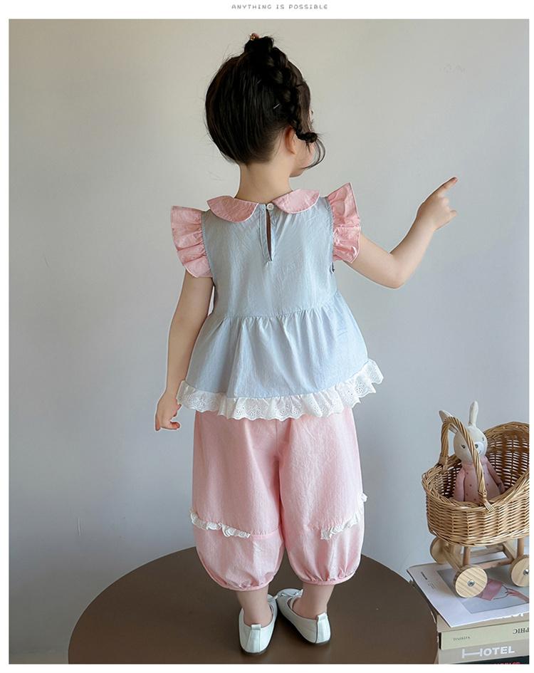 Girl's Summer Cute Rabbit Lace Set 2026 New Style Baby Girl's Elegant Doll Neck Small Flying Sleeve Two Piece Set