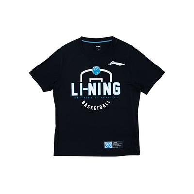 Li Ning CBA Professional Basketball Series Training Short Sleeve T-Shirt Men Tops Black ATSQ483-1