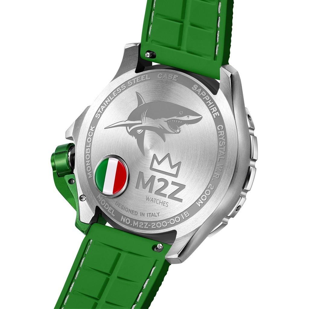 M2Z Diver 200 Sapphire Glass Green Strap Grey Dial Automatic Diver's 200-001B 200M Men's Watch