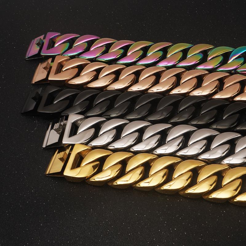 32mm Titanium Stainless Steel Hip Hop Cross Bracelet