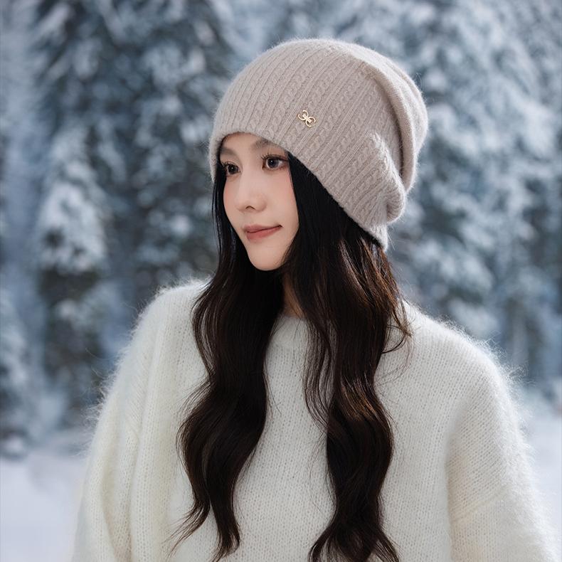 Autumn and Winter Plush Wool Hat Women's Warm Knitted Hat Thickened Stack Hat Headgear New