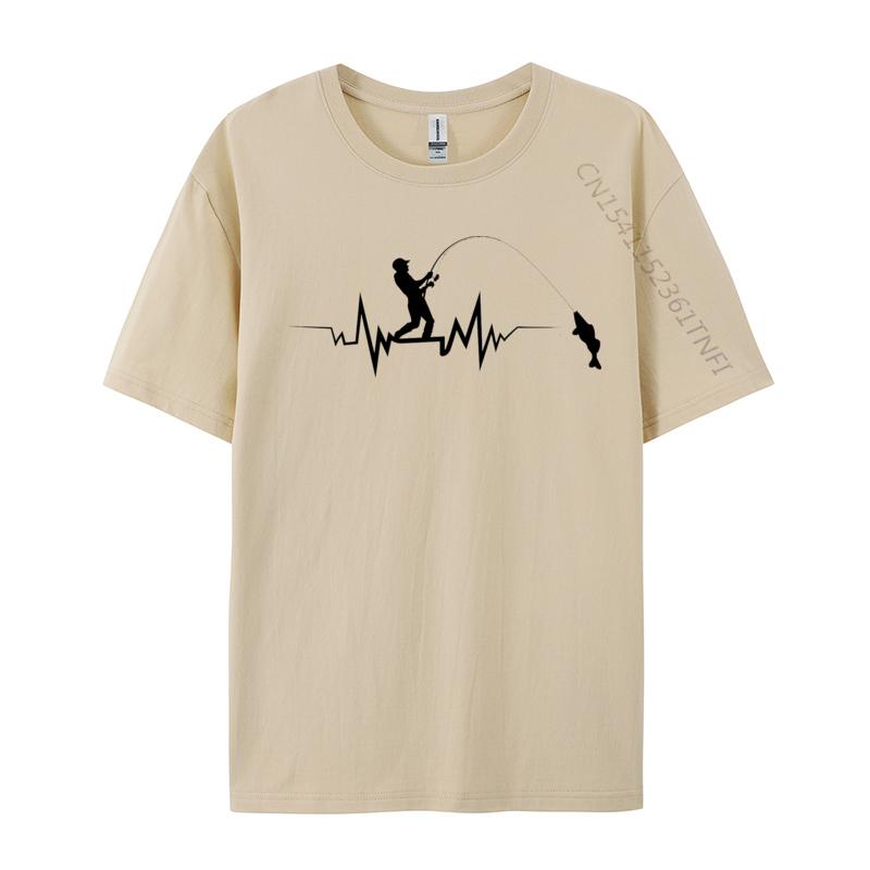 Fishing Heartbeat Cool TShirt Casual Tops Shirts Printed T Shirts Oversized Tshirts Graphic T Shirts