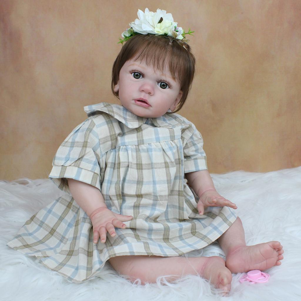 BZDOLL 60 CM 3D-Paint Skin Soft Silicone Reborn Baby Toddler Doll For Girl Like Real Cloth Body Silicone Princess Toy Alive Bebe