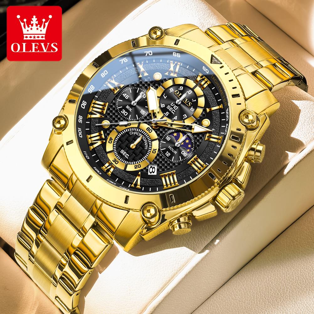 New Mens Watches OLEVS Top Luxury Brand Big Dial Watch Men Waterproof Quartz Wristwatch Sport Chronograph Clock Relogio Masculin