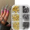 6 Grids Punk Rock Mini Metal Rivet Nail Charms Cone Mixed Sized Nail Art Studs 3D Stylish Spike Nail Decor Diy Manicure Supplies