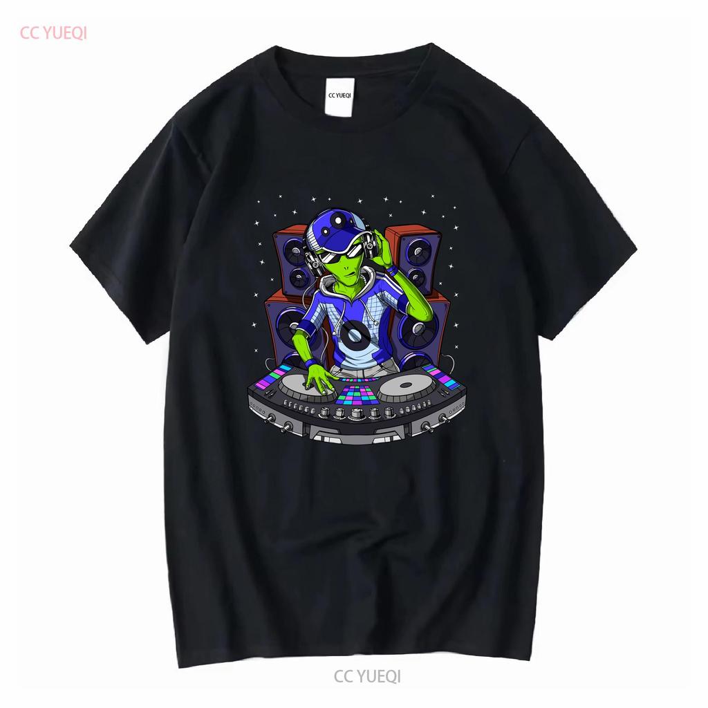 Alien Techno DJ T Shirt Psytrance Dubstep Music House EDM Festival Clothing Outfit Long or Short Sleeves Vintage Washed Soft