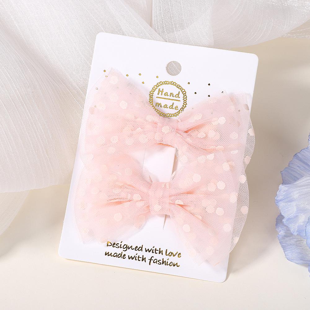2Pcs/set Sweet Chiffon Mesh Dot Hair Bow Clips for Women Girls Cute Lace Bowknote Hairpin Barrettes Headwear Hair Accessories
