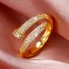Light Luxury Micro-Diamond Fashion Open Ring Ring Women, Trendy Internet Celebrity Fashion Simple Jewelry
