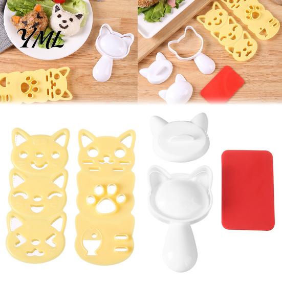 Sandwich And Ham Cutter Rice Ball Molds Kit, Cartoon Bear/Cat/Dog/Panda Shape Onigiri Maker, Home Baking Cooking Gift Food Grade Plastic Sushi