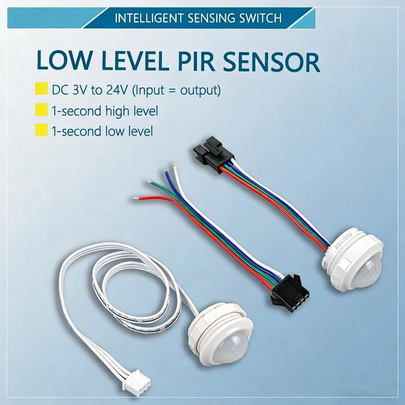 1 Set LED Human Body Infrared PIR Sensor Switch 12V/24V With 1-Second Low-Level 3.3V High-Level Serial Signal Output