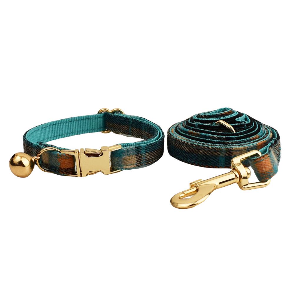 Plaid Series Engravable Pet Collar with Bell - For Cats & Dogs