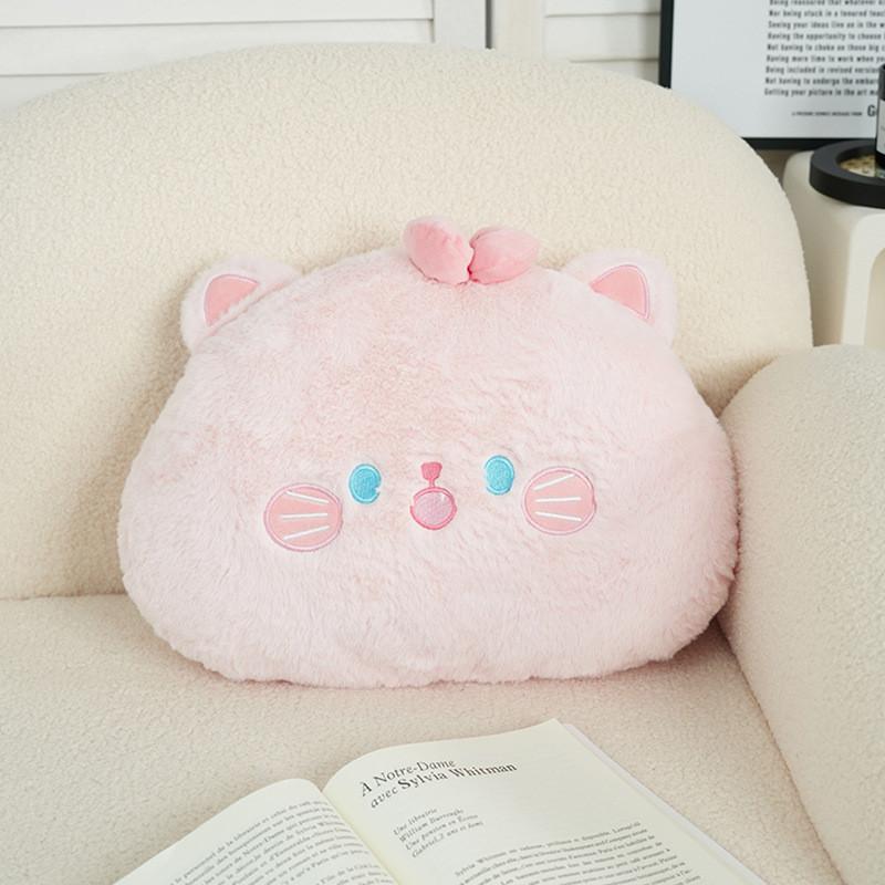 Cute Panda Round Plush Cushion With Faux Fur Cover For Bedhead Lounge And Back Support
