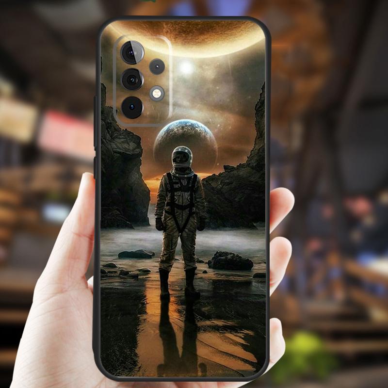 Space Moon Astronaut Case For Samsung Galaxy A15 A35 A55 A53 A33 A13 A36 A56 A26 A16 A22 A32 A52 A54 A34 A05 A06