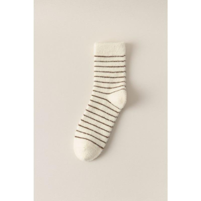 

Женские Осенне-зимние Теплые и Защищающие от холода Утолщенные С подогревом Повседневные Ретро Универсальные Полоски Бесшовные Гольфы 1 pair белый