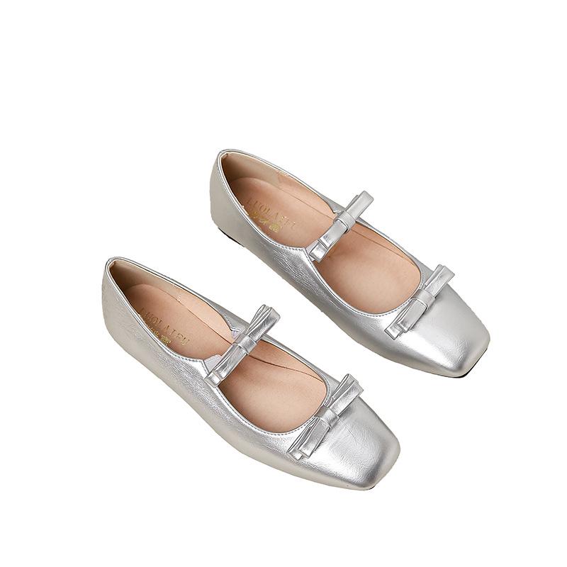 Women's 2026 Bow Single Strap Mary Jane Flats - Square Toe, Shallow Mouth, Flat Bottom