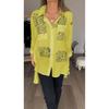 Spring/Summer Loose Swallowtail Shirt with Sexy Print and Asymmetrical Hem