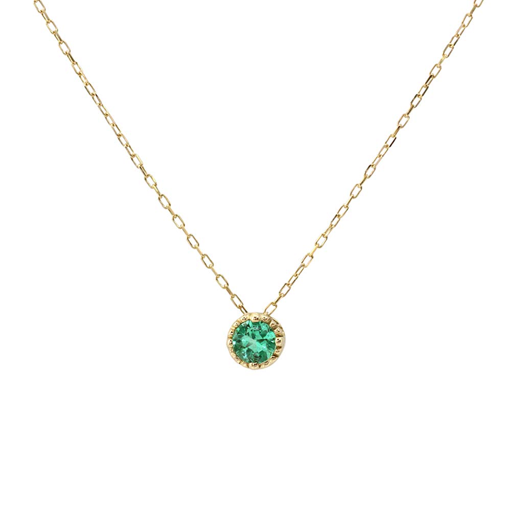 

Emerald Necklace 18K Yellow Gold K18 Single 18K May Birthstone [Balzas] Women s