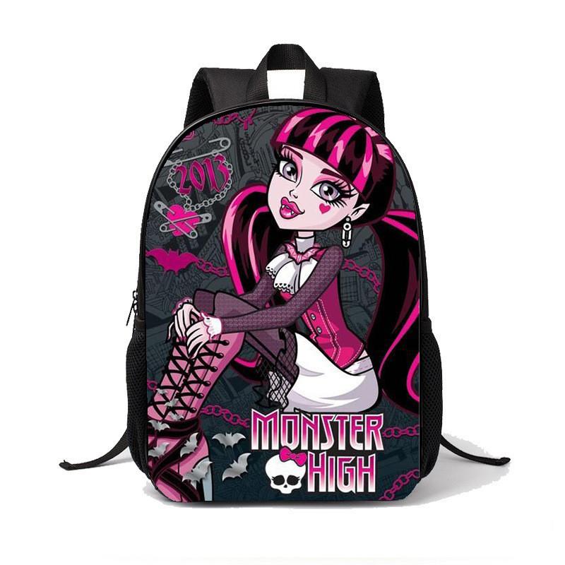 Plecak Szkolny Dla Dziewcząt Chłopców Z Lekkiego Materiału Nylonowego I Nadrukiem Monster High Do Użytku Szkolnego