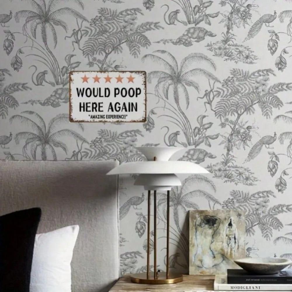 Vintage Metal Poster Poop Here Again Funny Wall Art Toilet Decor