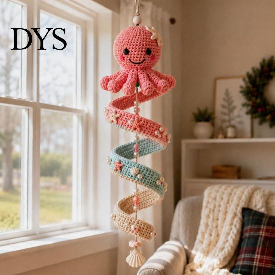 Easy Crochet Animals Pattern Ocean Theme Spiral Kit, Decorative DIY Art Craft, Bag Charms Making Assembly Hanging Ornament for Christmas Tree