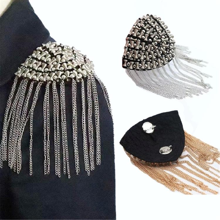 Decorative Shoulder Accents With Alloy Fringe For Dress Uniforms And Performances Costumes