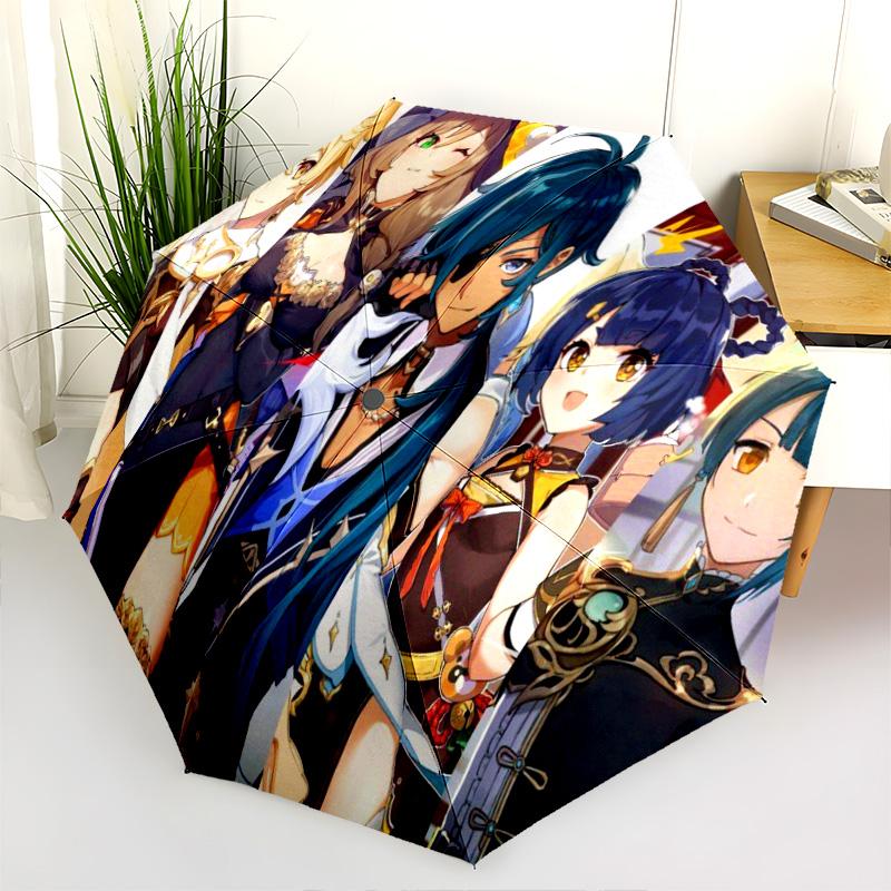 Genshin Impact All Characters Folding Umbrella Suitable For All Seasons Portable Gift Printing Light