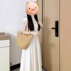 New Seaside Vacation French V-neck White Dress Children's Summer Small Temperament Waist Dress