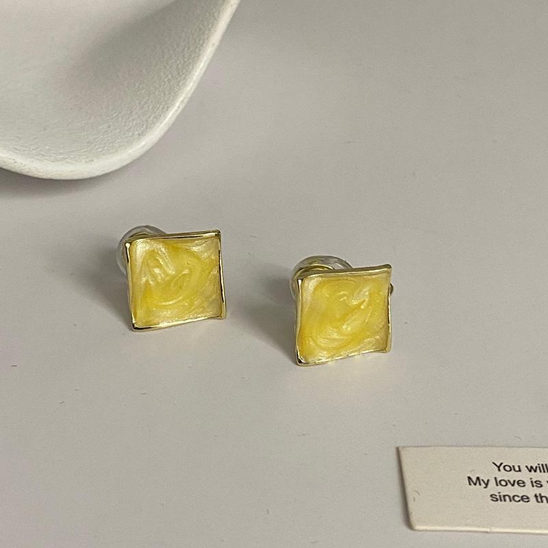 

Новые легкие роскошные желтые картины маслом с геометрическим узором, зажим для ушей, женские ювелирные изделия в подарок