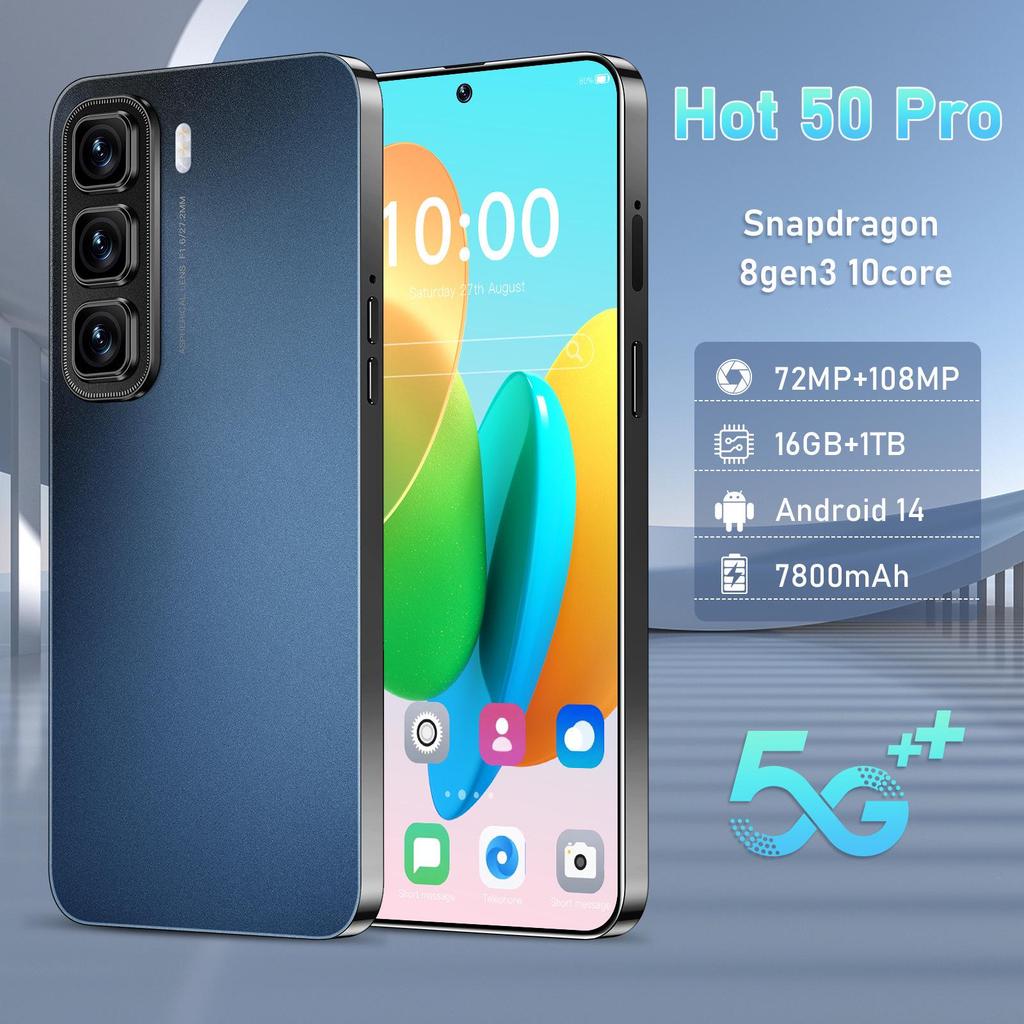 Foreign Trade Mobile Phone Hot 50 Pro, 16+1TB, Android, 7.3-Inch Large Screen, Cross-Border Hot Selling.