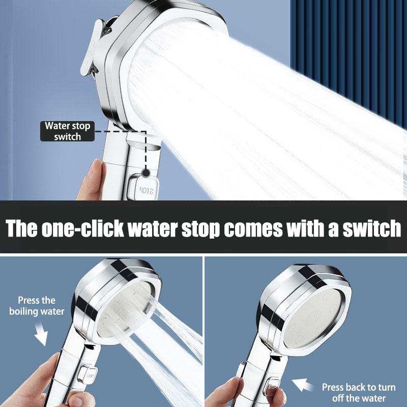 Showerhead four speed adjustment filter for shower knobs One click water stop bathroom accessories replete heads showers parts