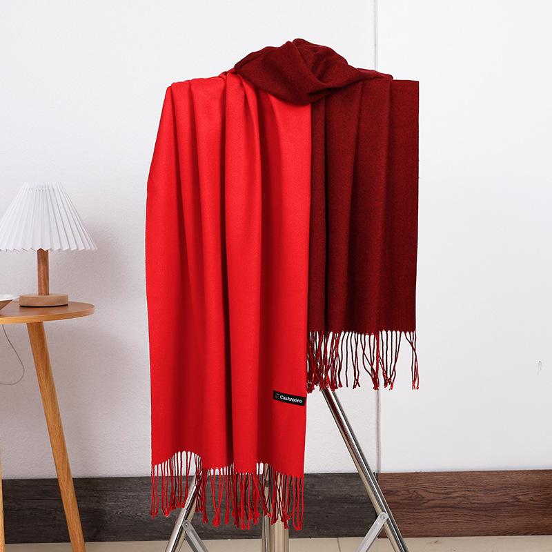 Double-sided Two-color Scarf for Women Autumn and Winter High End New Wool Scarf Shawl Imitation Cashmere Scarf
