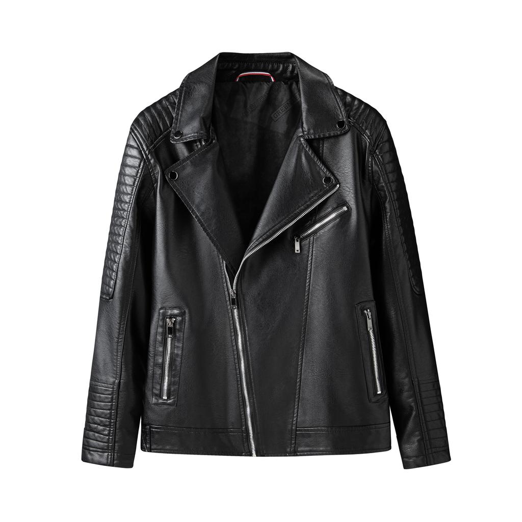 New top leather jacket men's autumn and winter light luxury locomotive jacket tooling jacket trendy fashion PU leather jacket