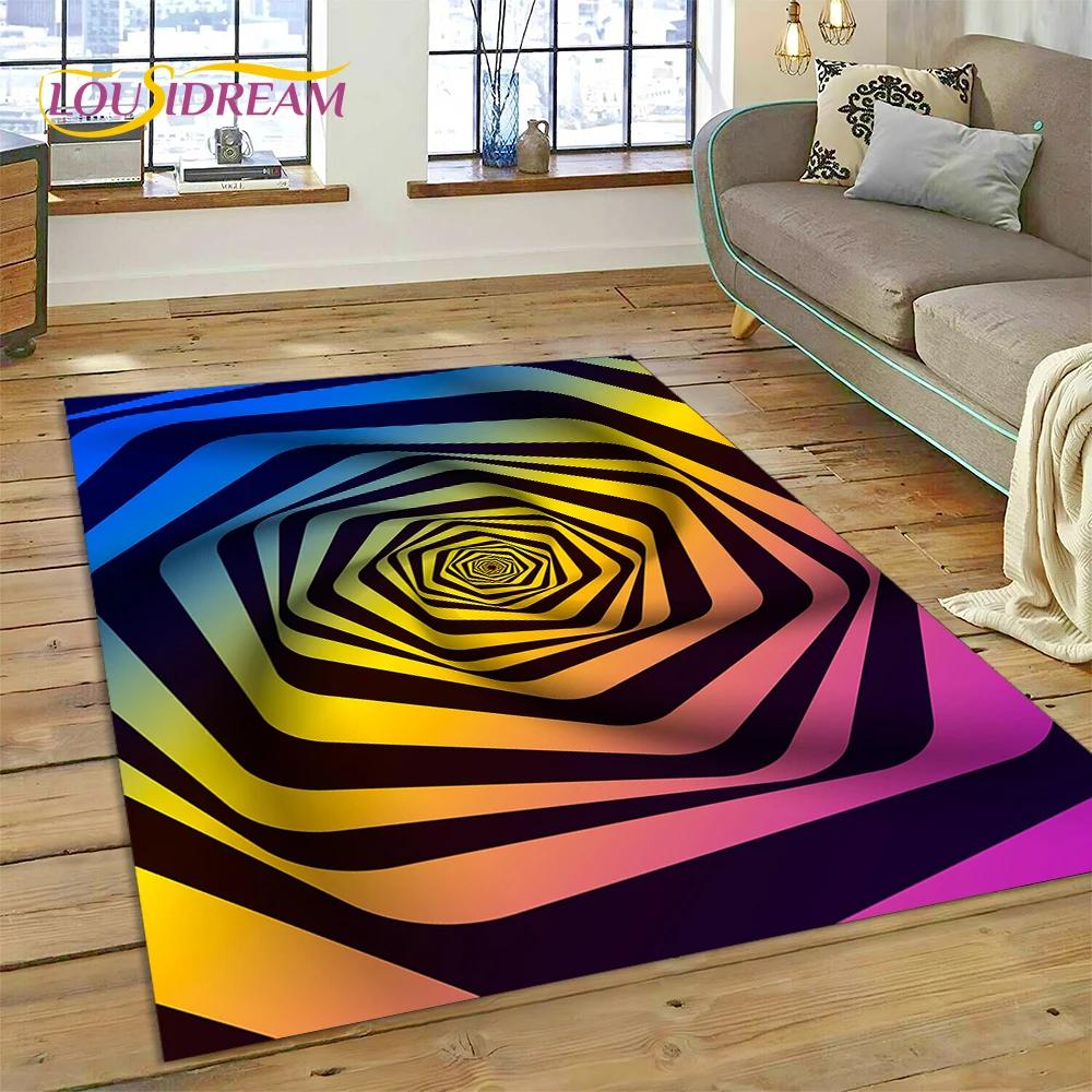 3D-Vortex-Teppich mit visuellen Illusionen für Wohnzimmer, Schlafzimmer, Heimdekoration, Bodenmatte, rutschfeste Dekoration für Sofa, Küche, Fußmatte