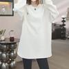Plus Size Mid-Length Double-Sided Velvet Long-Sleeve T-shirt for Women - Korean Style, Slimming Base Layer for Autumn/Winter