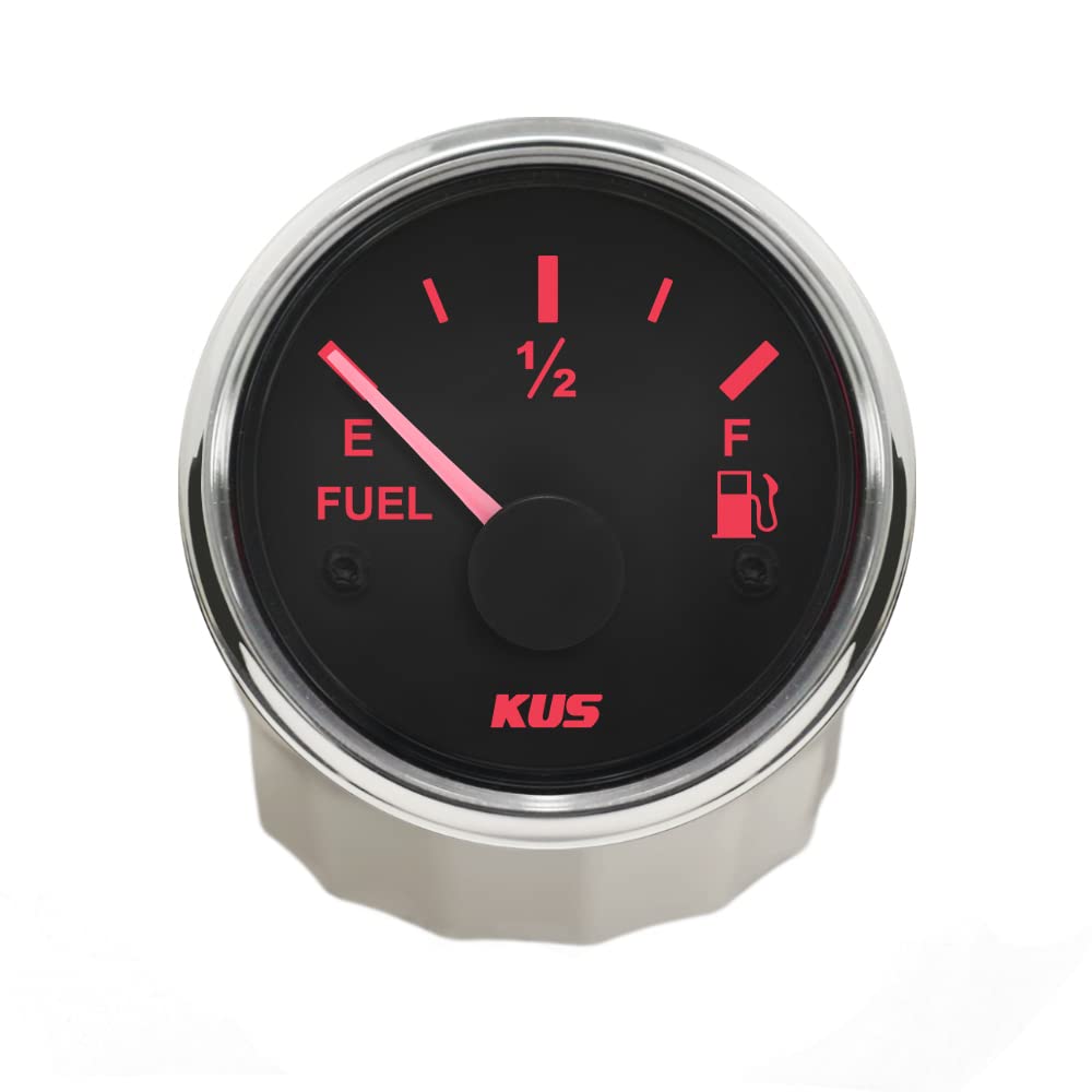 KUS Guaranteed Universal Fuel Level Meter Fuel Gauge Meter Fuel Gauge Indicator 0-190ohm 52MM(2inches) Backlit /24V