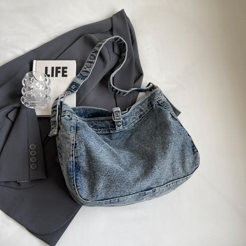 Große Tragetasche Damen Denim Schultertasche Unterarmtasche