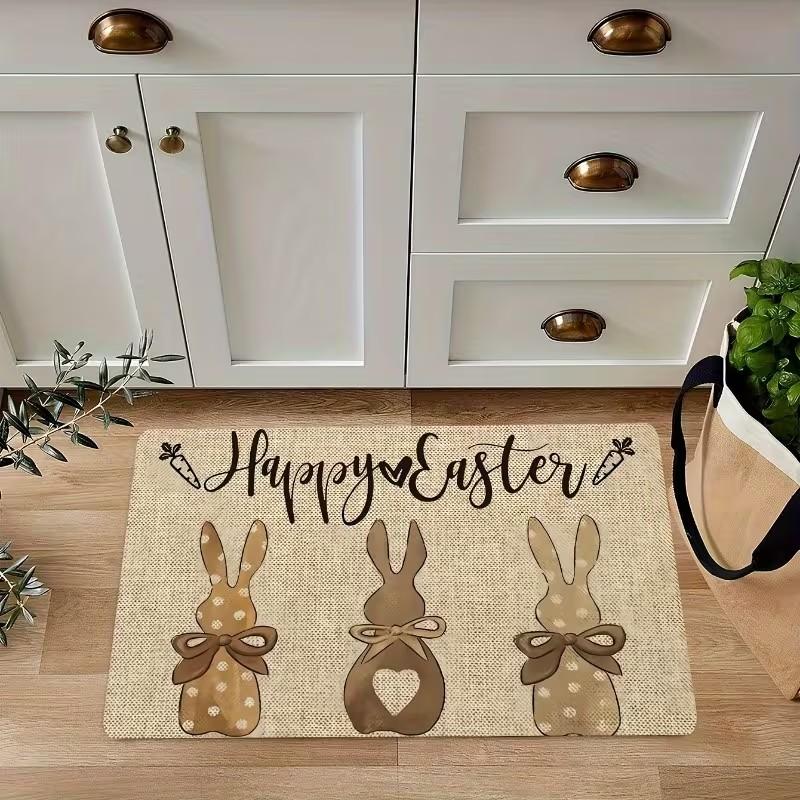 Cute Rabbit Print Welcome Mat Reborn Rabbit Indoor and Outdoor Universal Non-slip Floor Mat Soft Carpet for Kitchen and Bathroom