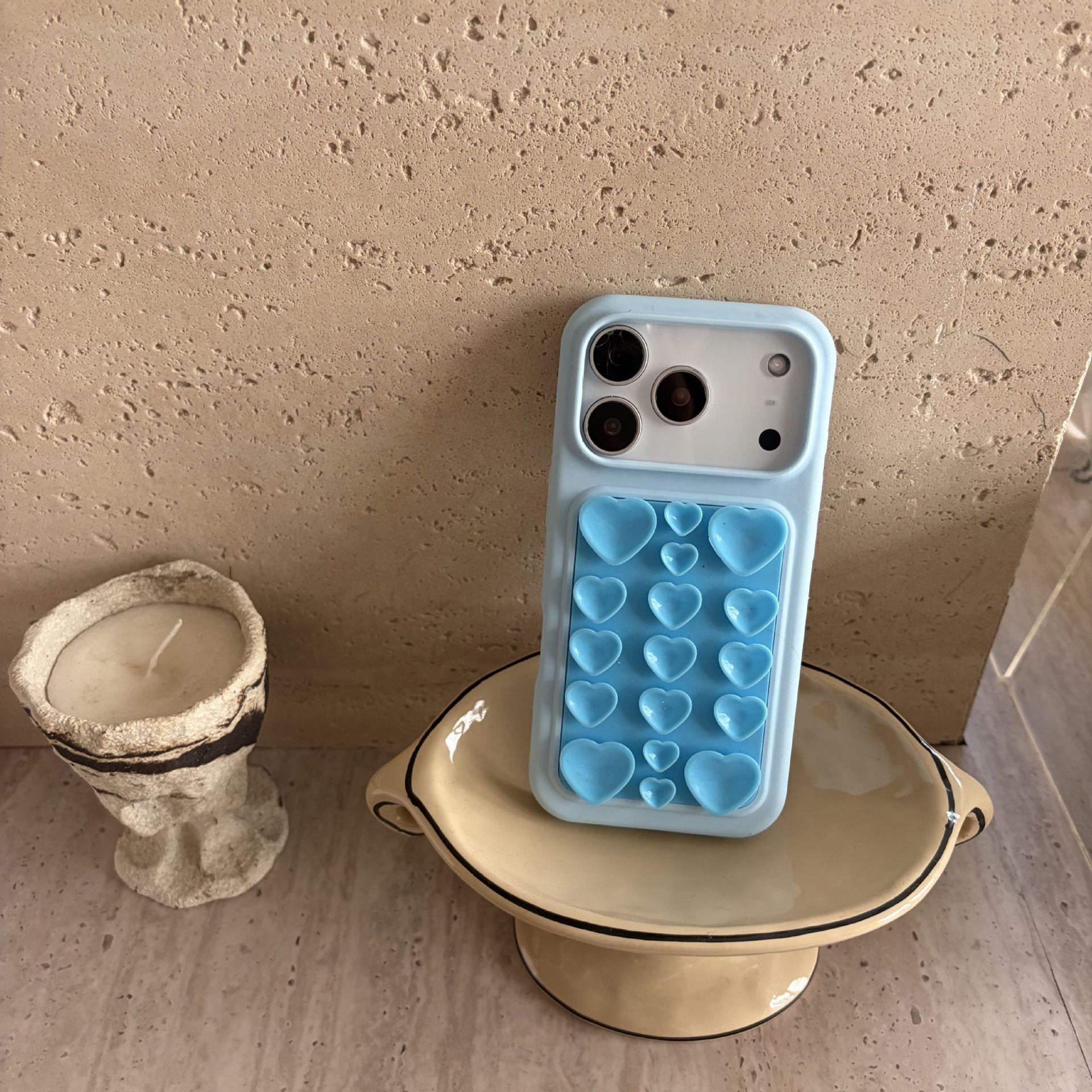 

Heart Macaron Suction Cup for iPhone 14-17 Pro Max Anti-Drop Sticker iPhone 17 Pro синий