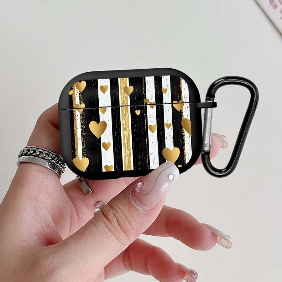 

Golden Love Stripe Case For Airpods Pro2 Pro3 3 1 Pro 2 4 Earphone Cases Cover Airpods 2